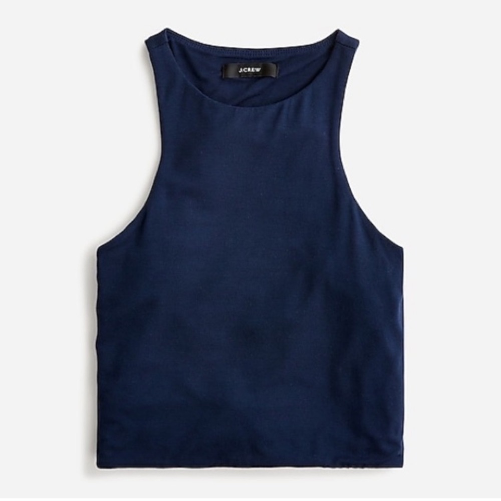 J.Crew FormKnit high-neck cropped cutaway tank in Navy
